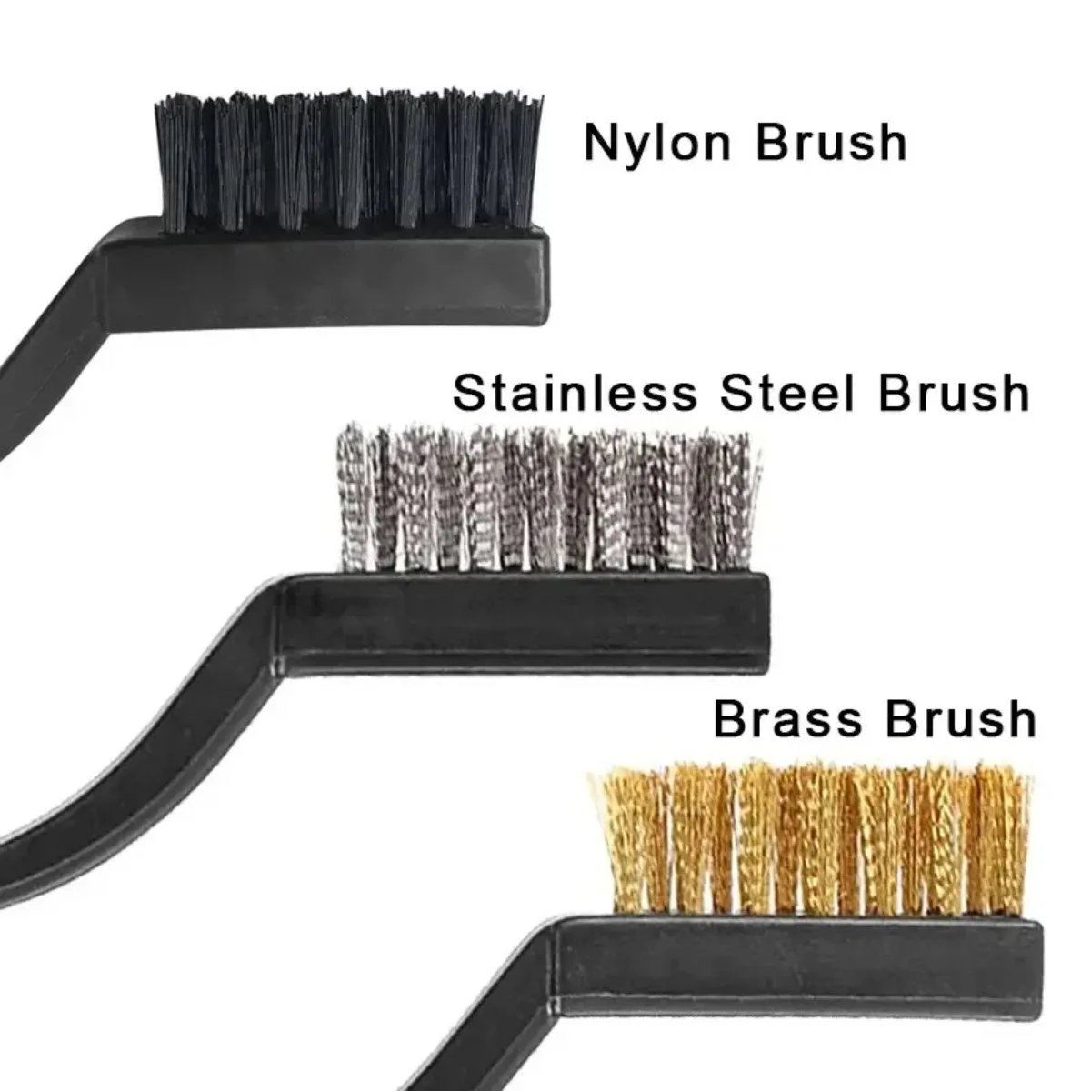 3-15pcs Wire Brush Set Rust Removal Curved Handle Brush Cleaning Welding Slag Uses For Industrial Scrubbing Brush