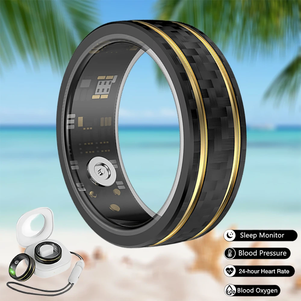 2025 New Smart Ring Health Tracker, Men's and Women's Health Ring, Long Lasting Battery Sleep Ring For Xiaomi(Black Gold, 12#)