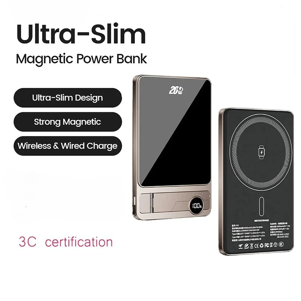 

Сертификация CCC 10000 мАч Power Bank для MagSafe Магнитный беспроводной кронштейн для быстрой зарядки аккумулятора 20 Вт для IPhone Samsung Xiaomi