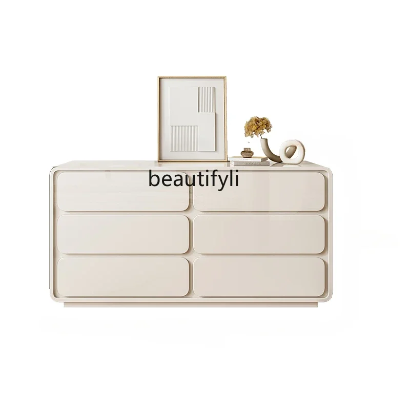 

S French Cream Style Dresser Simple Border Storage Chest of Drawers All Solid Wood Light Luxury Modern storage cabinet