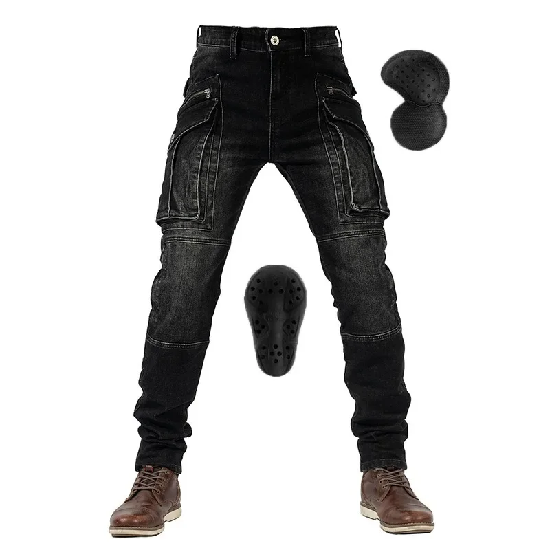 

Motorcycle Pants Motorcyclist Pants Man Four Seasons Anti-fall Big Pocket Jeans Tooling Motorcycle Casual Slim High Stretch