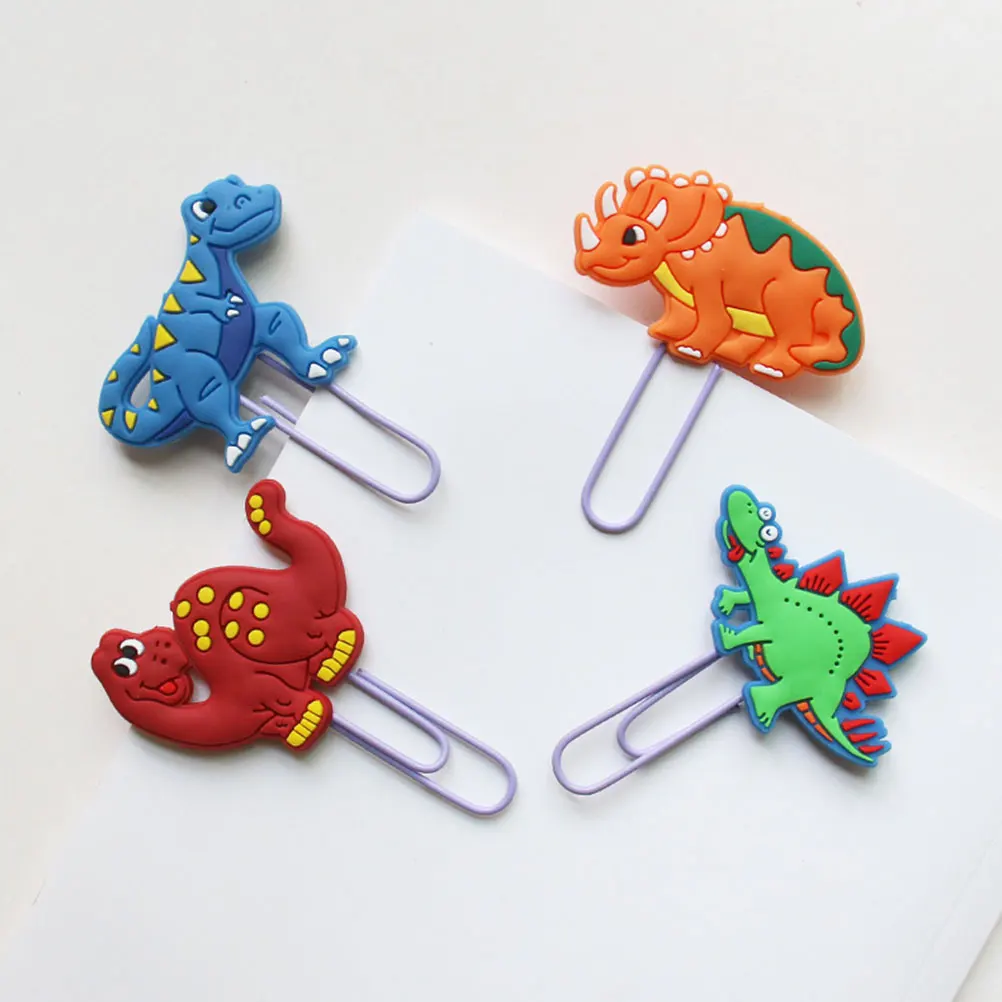 8 Pcs Dinosaur Bookmark Decorative Paper Clips Scrapbook Clamps Animal Color Animal-shaped Paperclips Cartoon