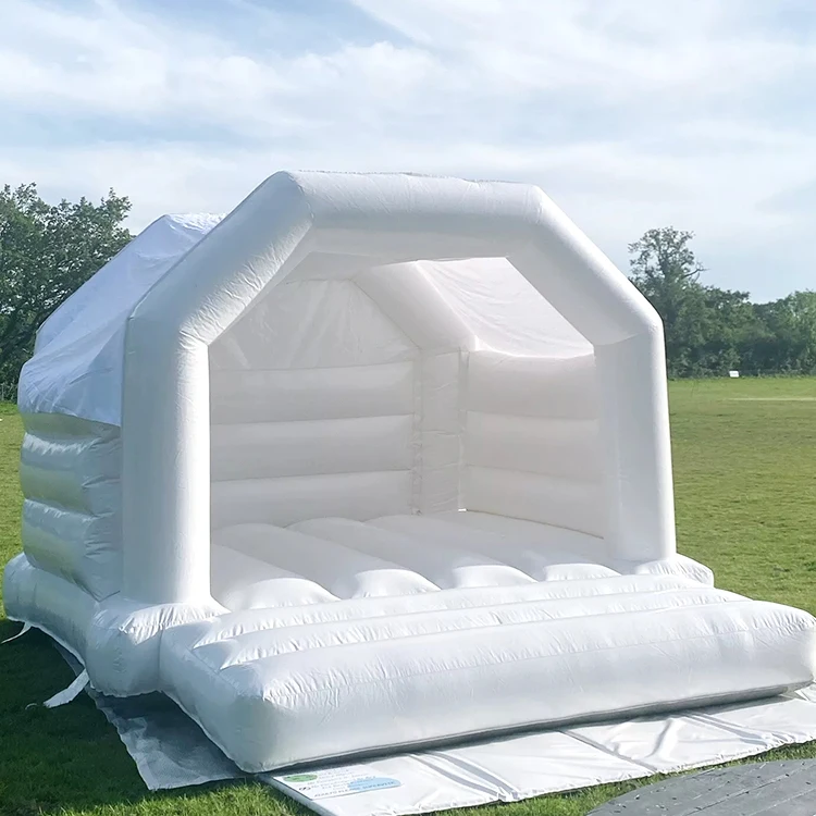 inflatable bounce with tent inflatable-bouncer Wth Roof White Wedding Bouncy Castl Jumping Bouncer Tent for Party Birthday Event