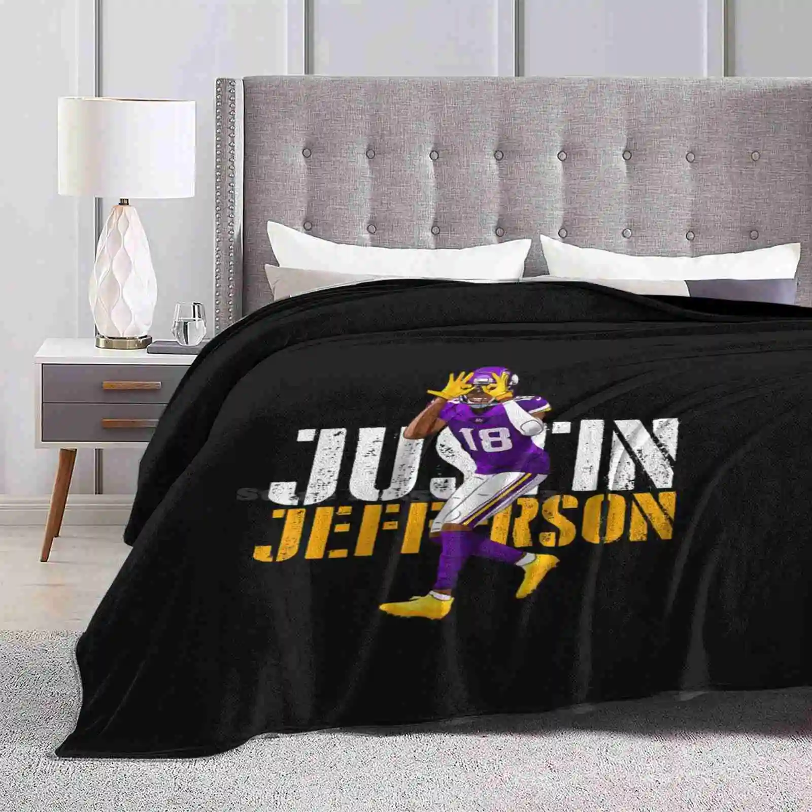 Justin Jefferson Classic For Home Sofa Bed Camping Car Plane Travel Portable Blanket Justin Jefferson Sports Touchdown Adam