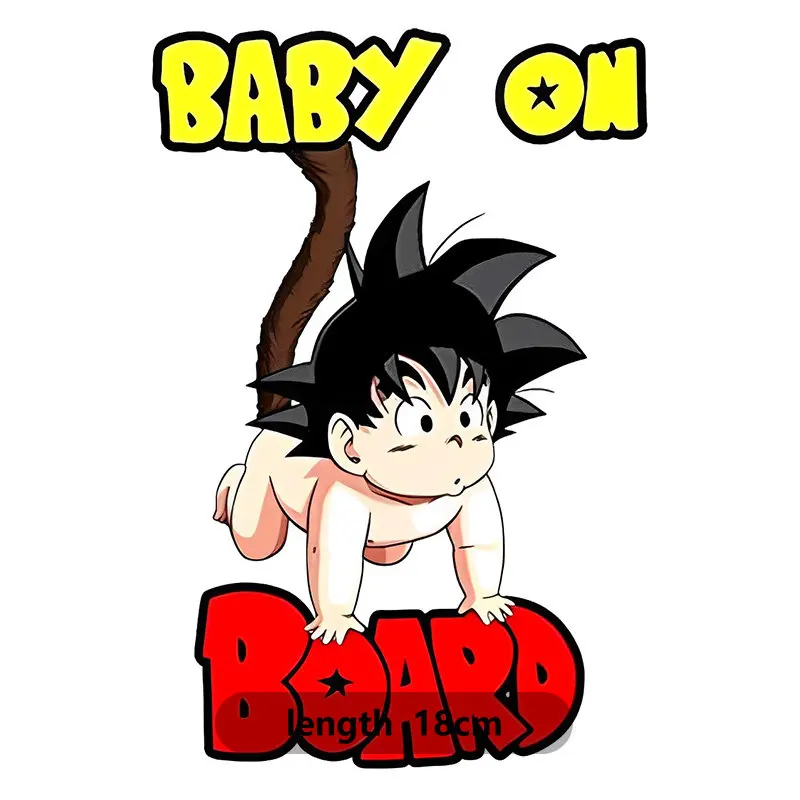 Super Cute Anime Dragon Ball Baby on Board Sticker Waterproof Sunscreen PVC Decal for Bumper Cars Window Sticker