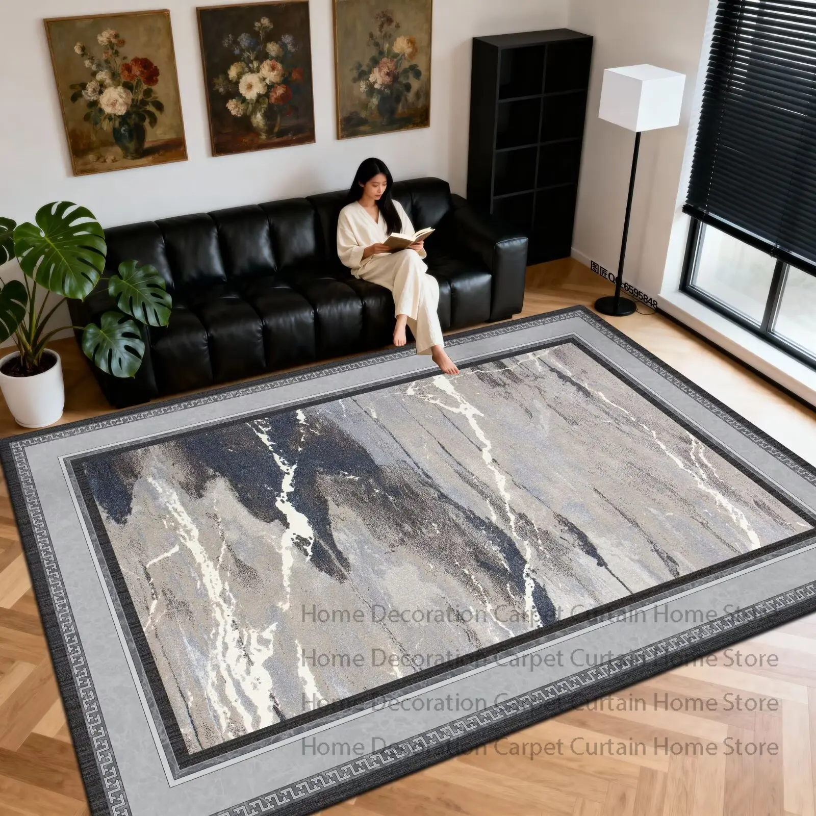 Minimalism Modern Grey Abstract Carpet Living Room Large Rug Decoration home Fluffy Non-slip Washable Hallway Floor Mat Party