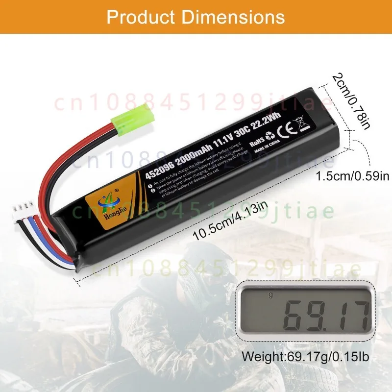 1PCS 2000mAh 11.1V 30C LiPo Battery with Mini Tamiya Plug Connector for Model Airsoft