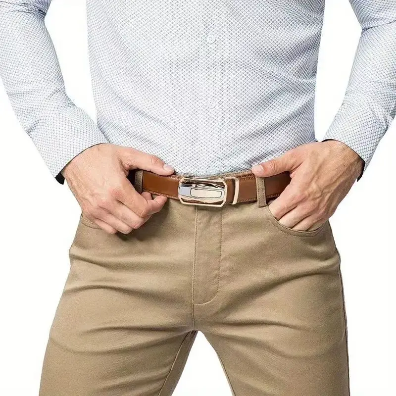Echtes Leder, modischer Luxus-Herrengürtel, automatische Schnalle aus Legierung, Business-Gürtel für Herren, Jeans, dekorativer Gürtel für Männer – Detail 5
