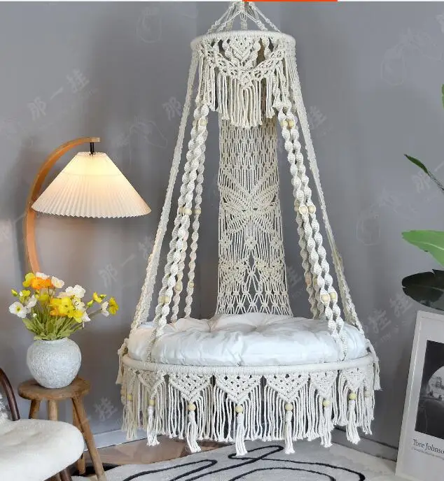 Original pure hand-woven hanging chair hanging basket Bohemian balcony swing home living room adult hammock