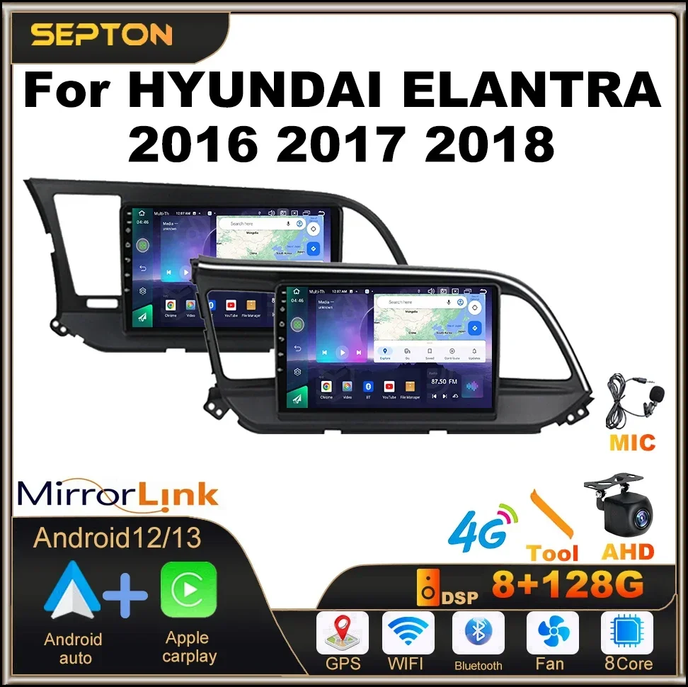 

SEPTON Smart Screen System Car Radio for HYUNDAI ELANTRA 2016 2017 2018 Android Auto Wireless Carplay 2Din HeadUnit GPS Player