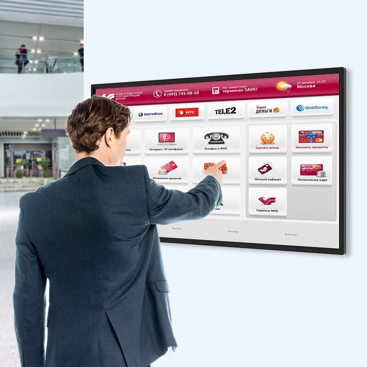 21.5/32/43 Inch Indoor ultra Thin Digital Lcd Display Wall Mounted Touch Screen Monitor Advertising Player