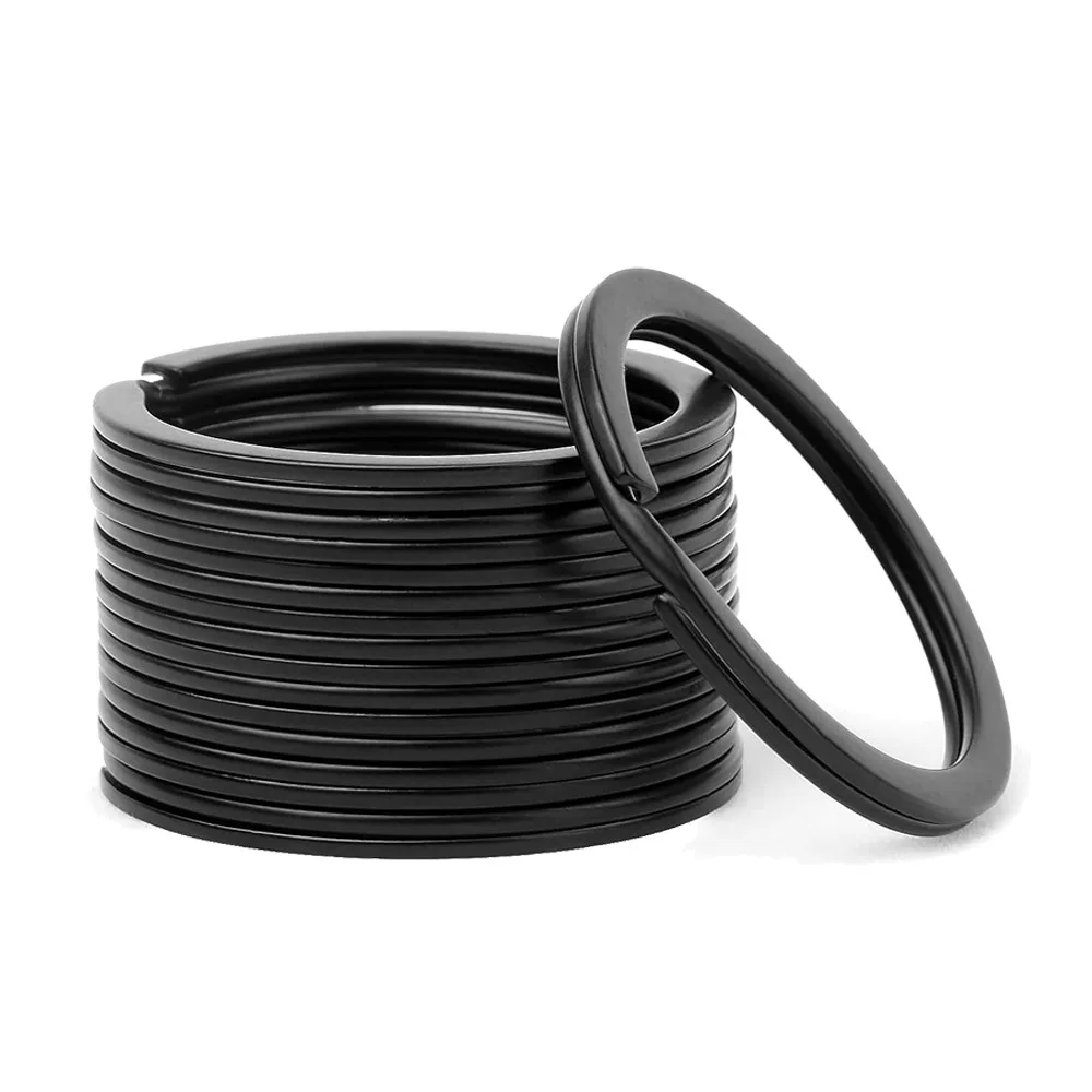 20 Peças de Argolas Metálicas Pretas Planas para Chaveiros, DIY, Casa, Carro, Crachás de Identificação, Cordões de Escritório, Fixação de Chaves e Artesanato