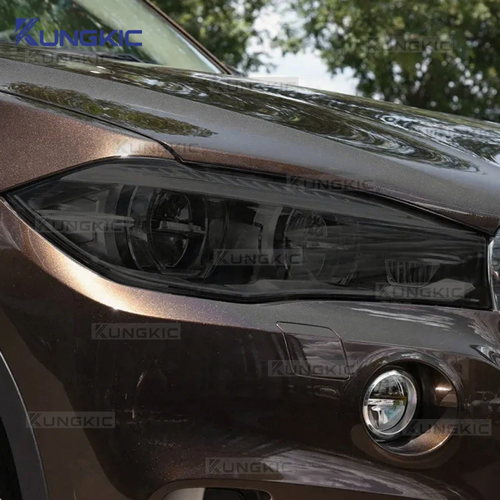 

2Pcs Car Headlight Protective Film for BMW X5 F15 X5M F85 M Performance 2014 2015 2016-2018 Smoke Black TPU Transparent Sticker