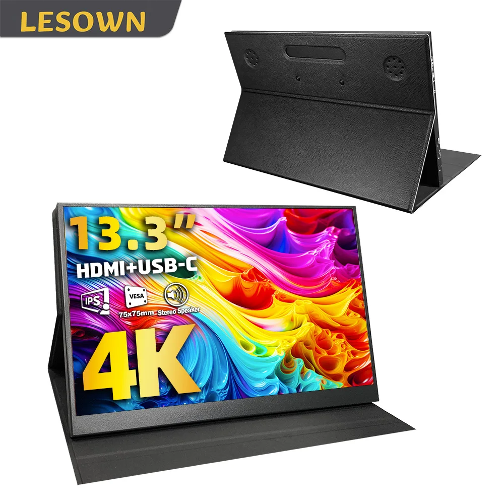 

LESOWN 13,3-дюймовый портативный дополнительный ЖК-дисплей 4K для ноутбука, расширенный экран для ноутбука, игр, путешествий и развлечений, настройка
