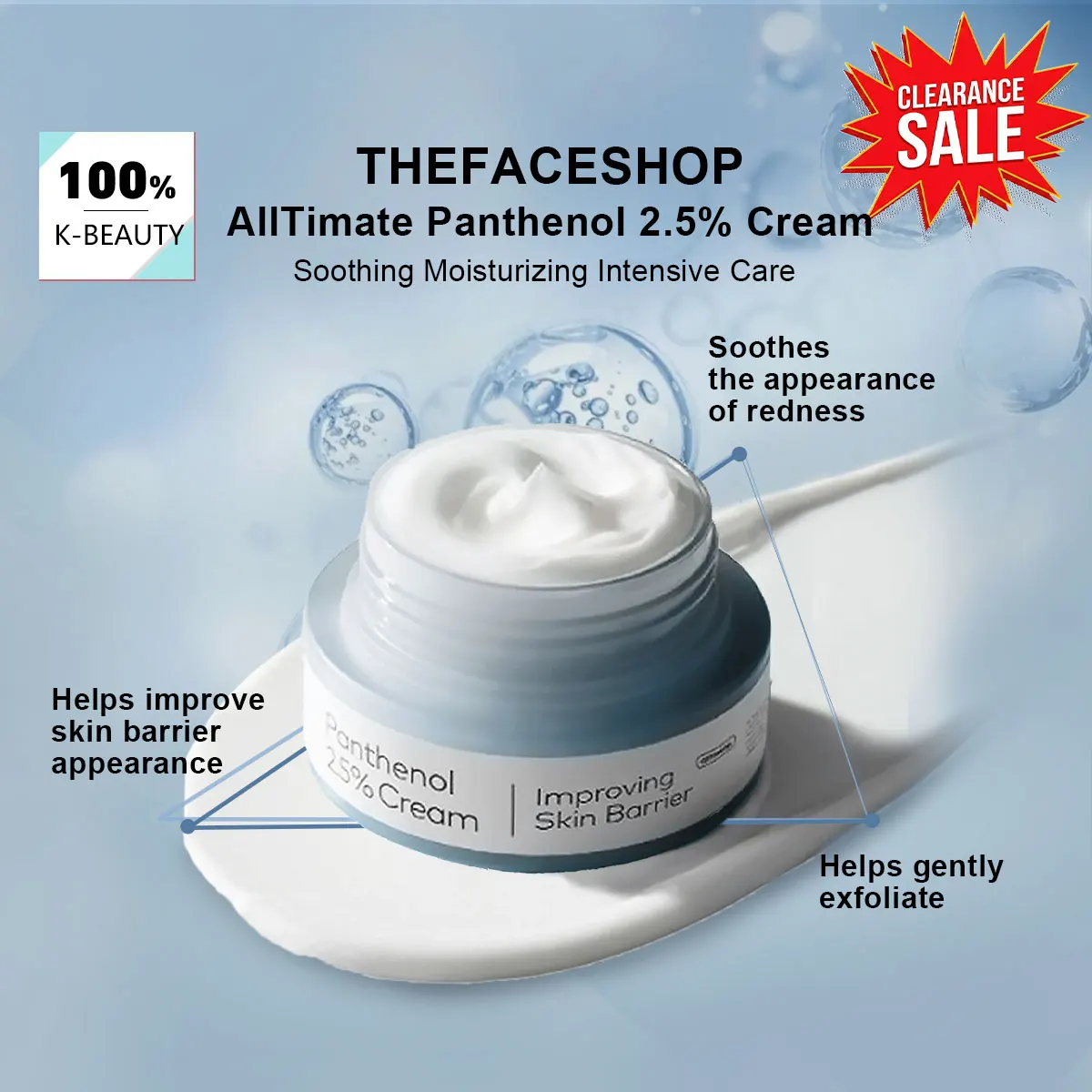 [ClearanceSale] THE FACE SHOP ALLTIMATE PANTHENOL 2.5% CREAM,Soothing​ & Hydrating,Barrier Repair​,Korean Skincare,Korean Makeup