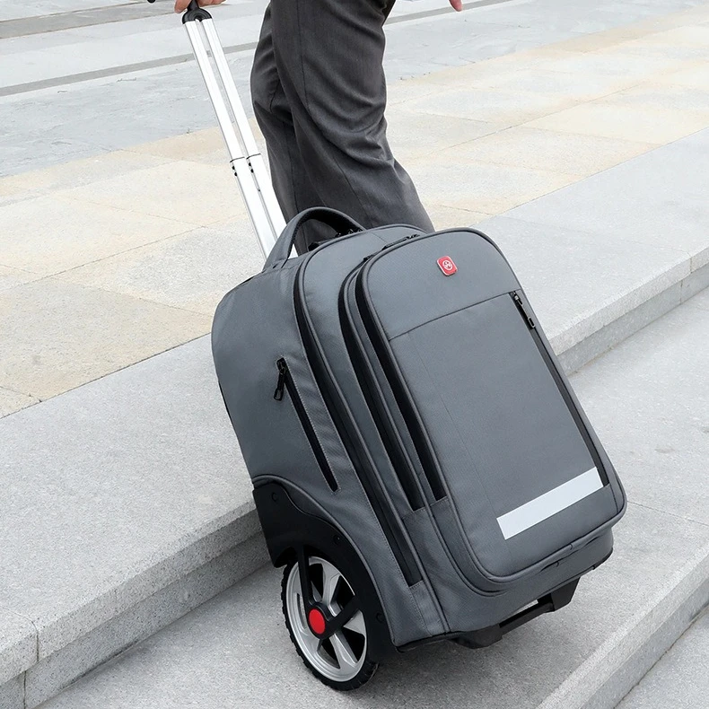 Wheeled Backpack Large Capacity Backpack Multi Compartment Organizer Waterproof Zipper Bag Big Wheels Password Lock
