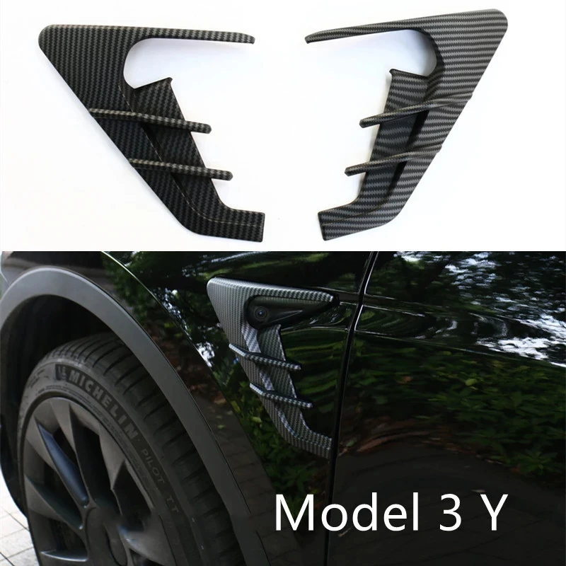 

For Tesla Model 3 Model Y Decorative Cover For Car Side Wing Panel Camera Thunder Leaf Side Marking Wing Plate 2pcs Accessories