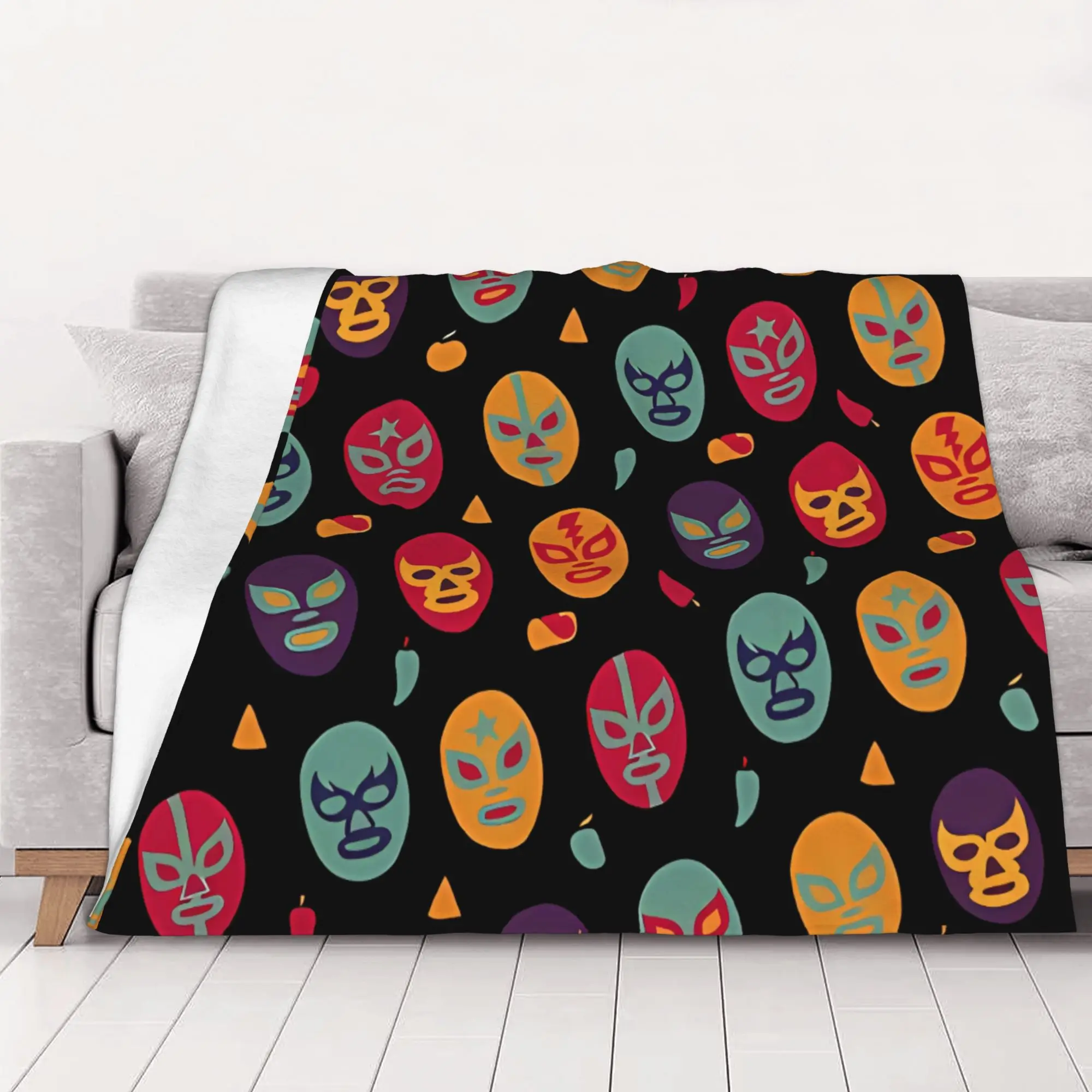 1PC Luchador Masks Luchador home room decorations Winter Blankets for Adults Bedding Home Interior Sofa Knee