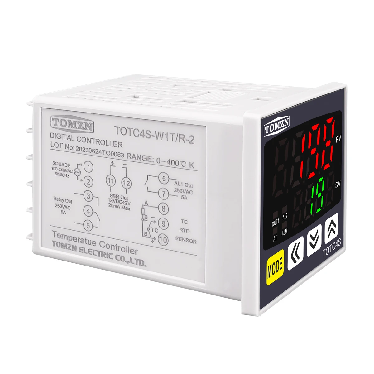 TOMZN Digital PID Thermostat Dual Output Universal Input Temperature Controller Regulator SSR Relay AC110V 220V TOTC4S