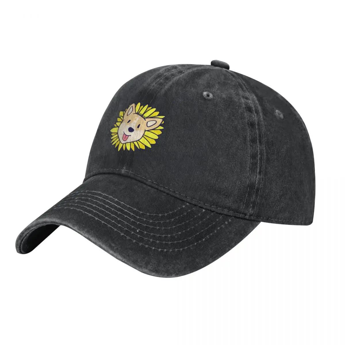 Happy Corgi Dog Sunflower Baseball Cap custom Hat Beach Bag Cosplay Women's Golf Wear Men's