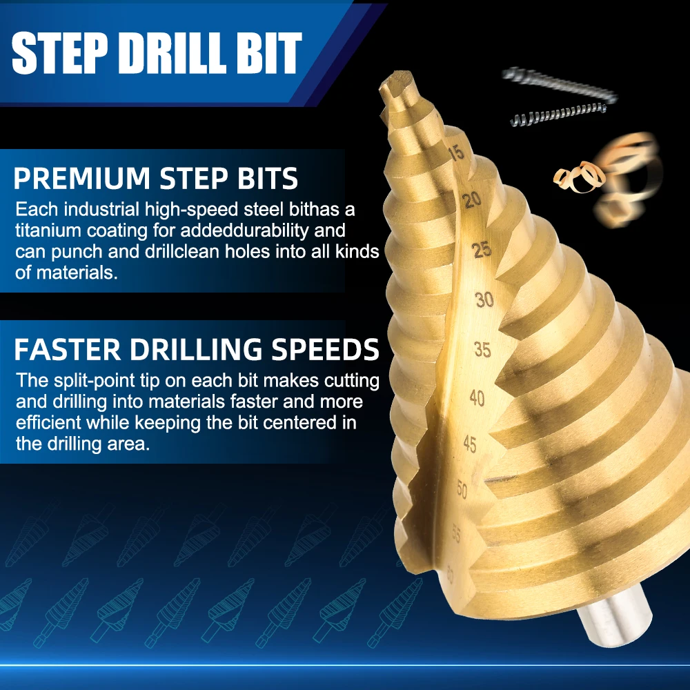 Imagem -04 - Broca Step com Ranhura Espiral Cortador de Pagode Cone de Folha de Metal Haste Triangular Alargador Alargador Cmcp 660 mm