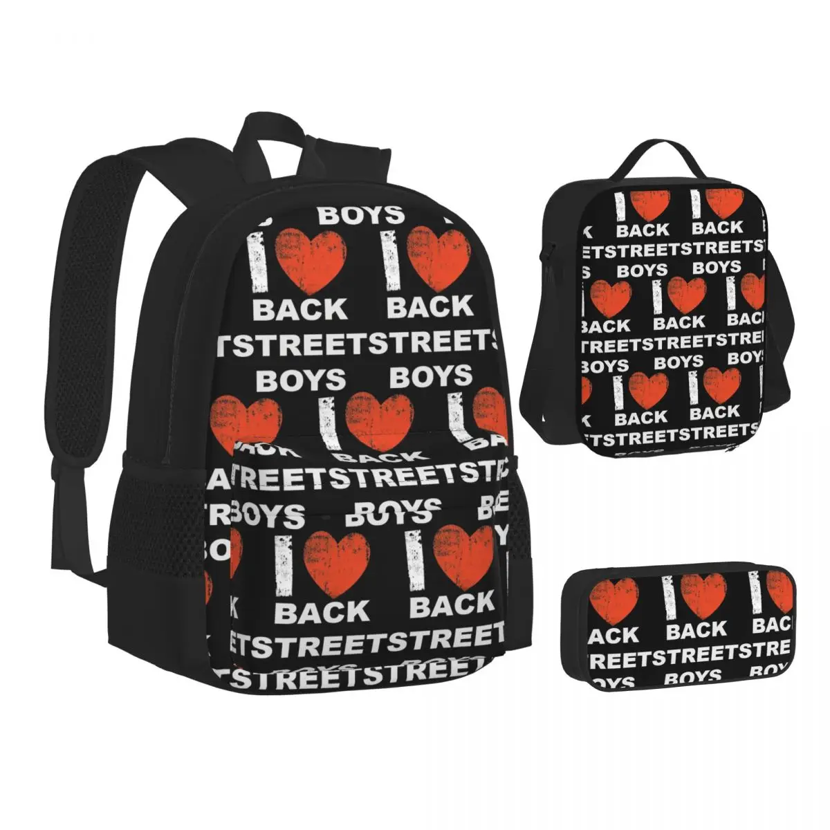 Backstreet Boys Music Group Backpacks Boys Girls Bookbag School Bags Children Rucksack Lunch Bag Pen Bag Three-Piece Set