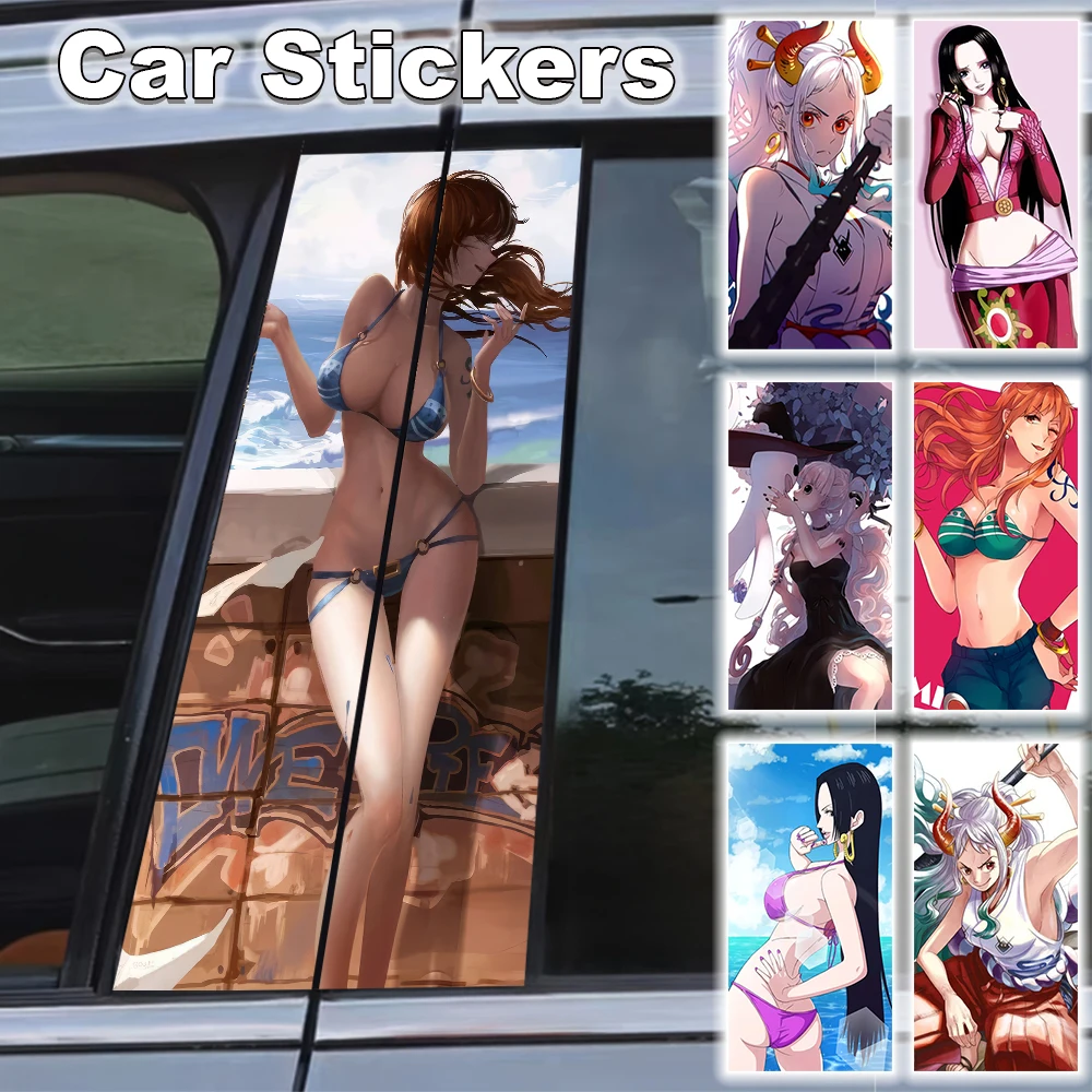 

One Piece Car B Pillar Sticker Luffy Decal Waterproof JDM Accessorie Stick Anime Nami Self-adhesive Poster Scratch Resistant
