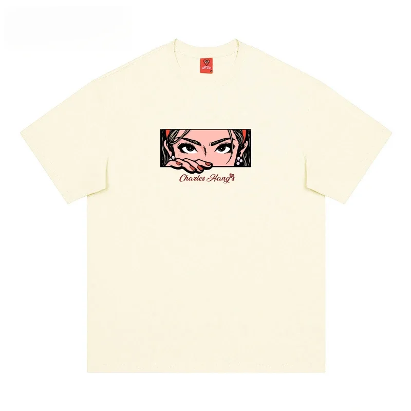 تي شيرت كازابلانكا مطبوع بأكمام قصيرة من العلامة التجارية الدولية للرجال، مصنوع من القطن الخالص بنسبة 100%، رقبة دائرية، مقاس فضفاض، مقاس كبير #5