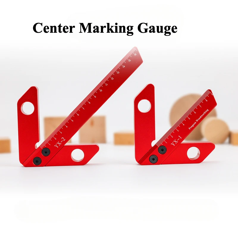 Center Finder, Line Gauge, Woodworking Aluminum Alloy Center Scribe Measuring Tool, 45/90 Degree Right Angle Carpenter Ruler