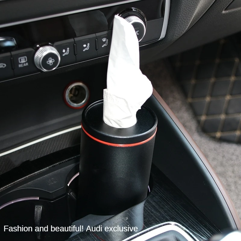 For Audi Car Tissue Cup Central Control Tissue Box Water Cup Tissue Box Car Napkin Storage Aluminum Alloy Craft Decoration