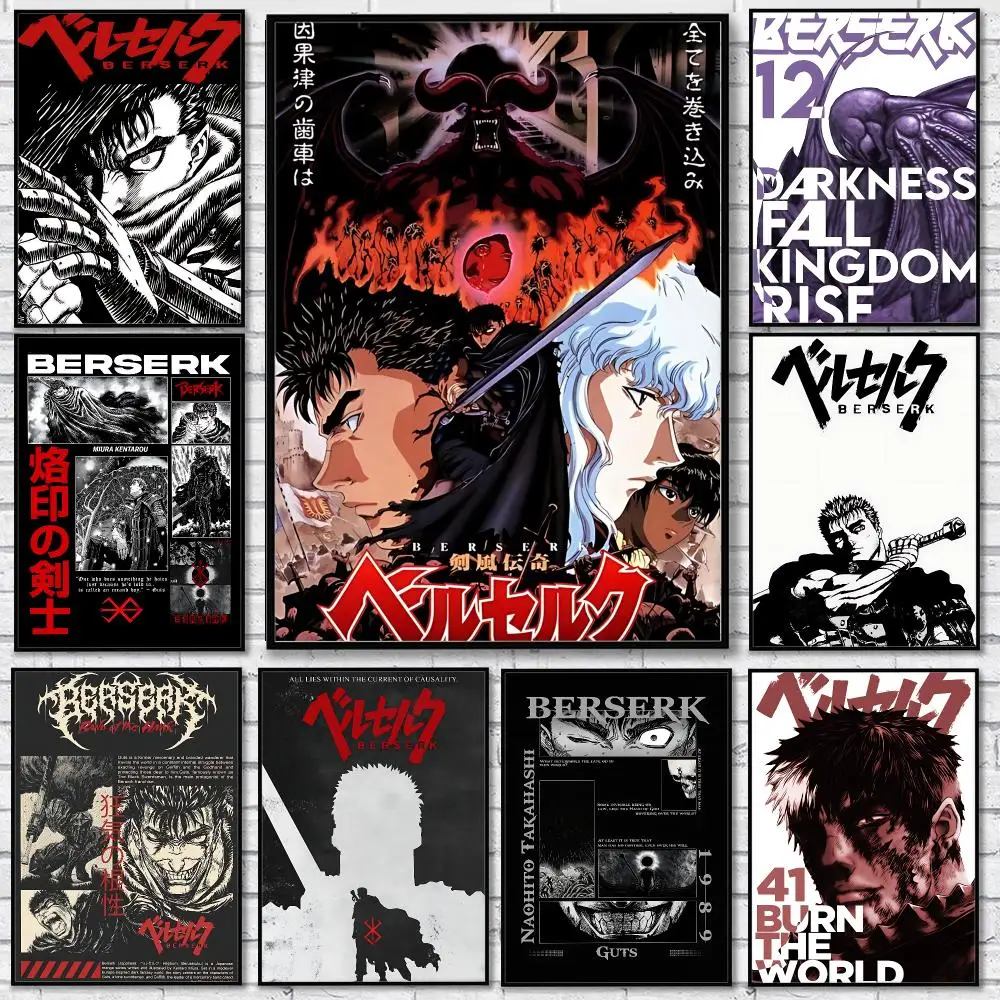 Hot Sale Anime B-Berserk Poster Sticker Self Adhesive For Playroom Bedroom Hallway Home Wall Art Decor Perfect Gift