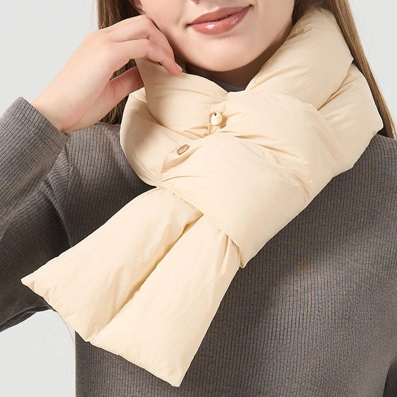 Uspop cachecol acolchoado de inverno estilo coreano para mulheres, aquecedor de pescoço de algodão quente da moda, cachecol térmico chique à prova de vento ao ar livre