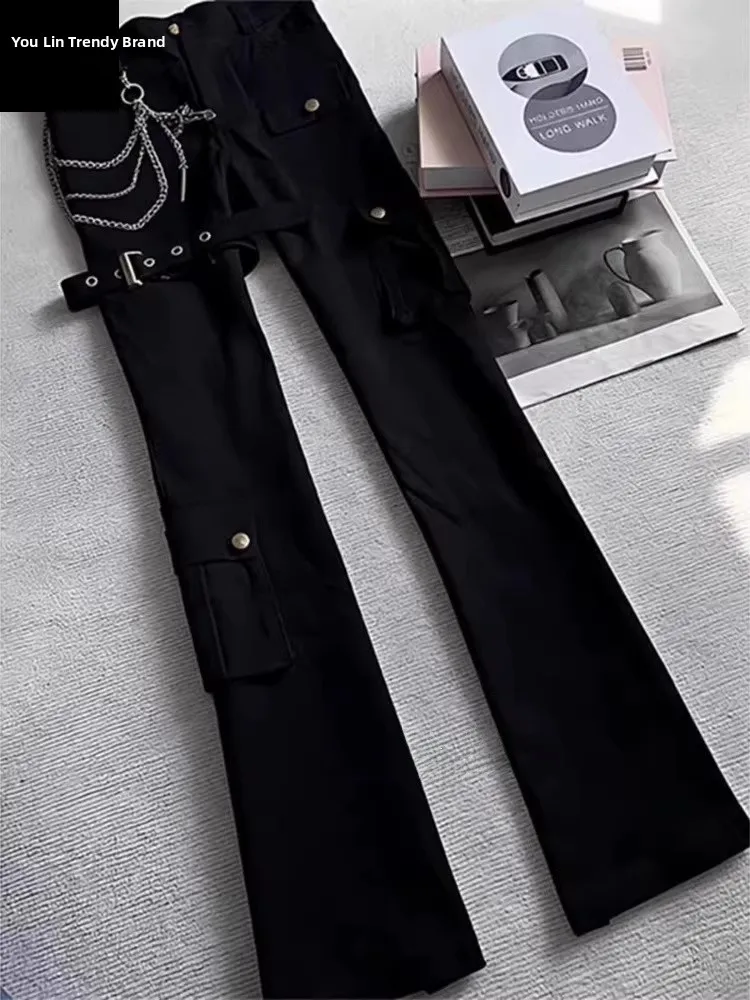 

Американские джинсы High Street Tie Drape Micro Flared для мужчин: весенние, прямые, зауженные, в стиле рабочей одежды, молодежная мода