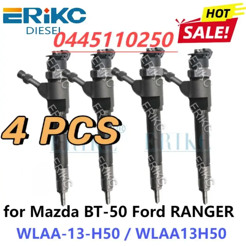 4 PCS 0445110250 0986435123 Commmon Rail Fuel Injector WLAA-13-H50 Engine Sprayer Nozzle for MAZDA BT-50 Ford Ranger WLAA13H50