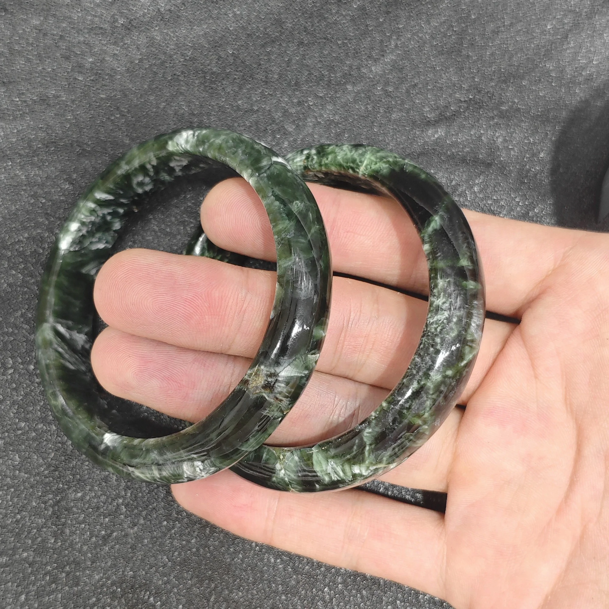 Natural Seraphinite Bangle Bracelet Gemstone Smooth Bangle Green Feathery Mica Crystal Jewelry Present Supply 1 Piece