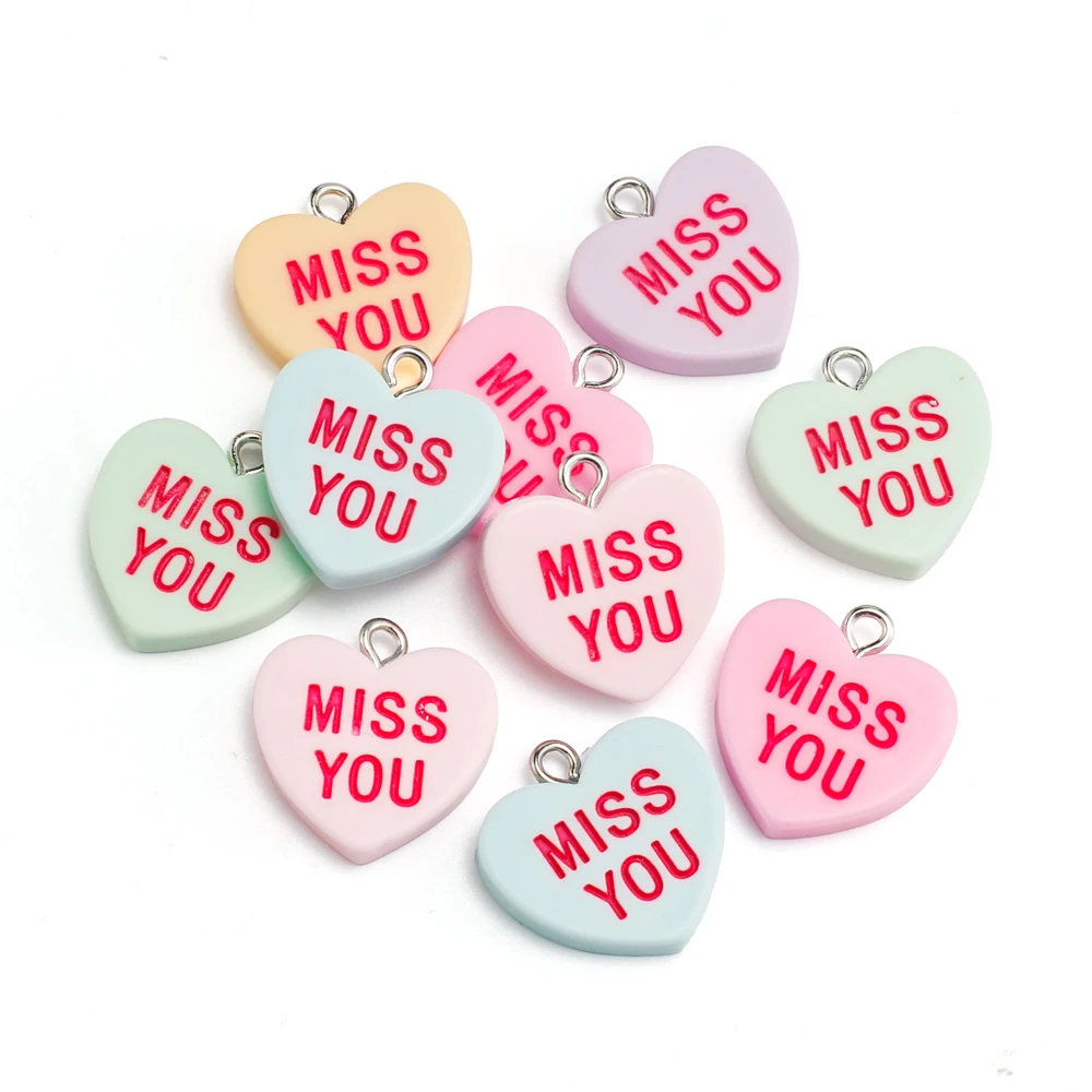 Resin Love Charms with Letter Words for DIY Jewellery Making