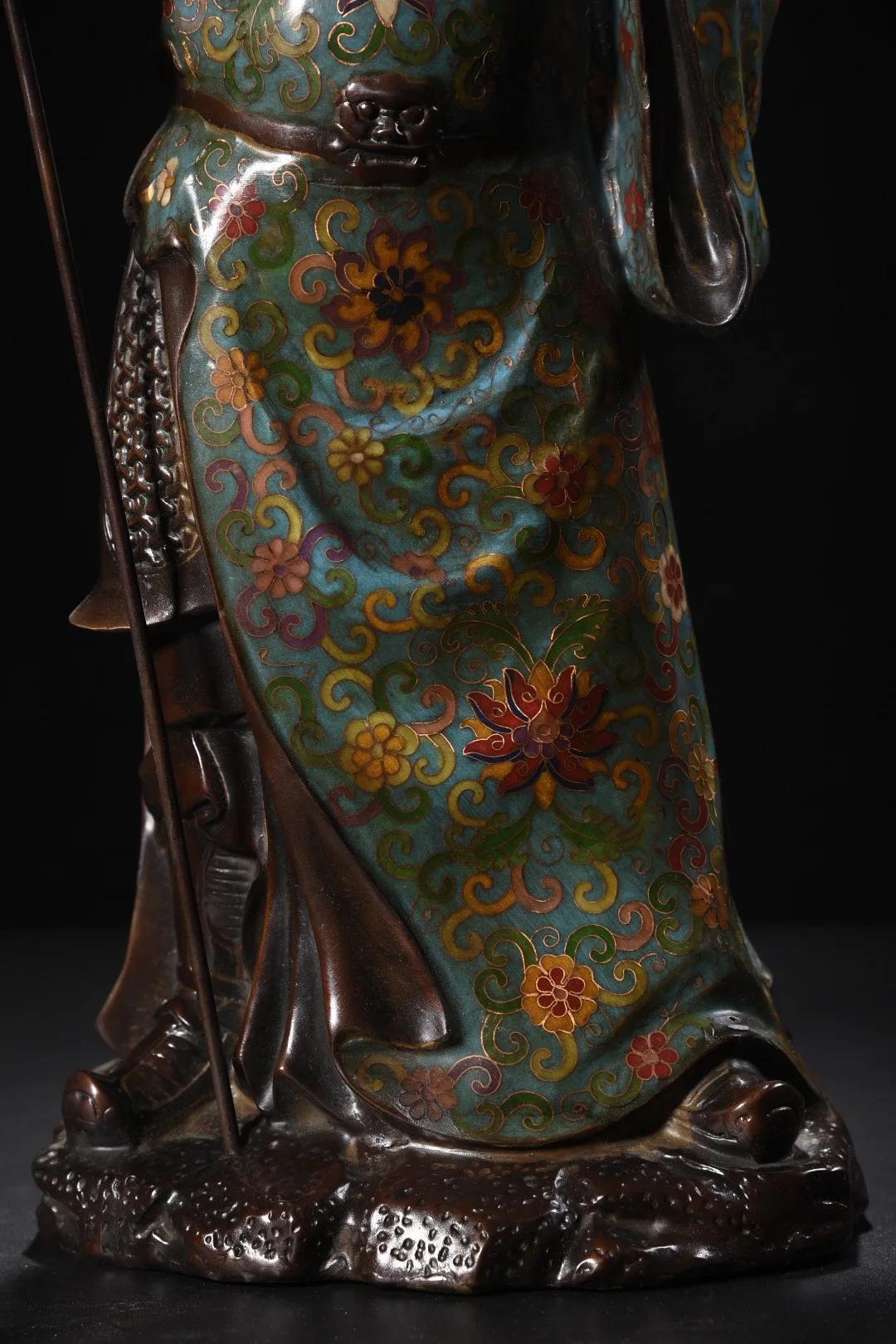 

19"Old Xizang Folk Collection Old Bronze Cloisonne Enamel Guan Gong Immortal Guan Yu Buddha Amitabha Worship Hall Town house