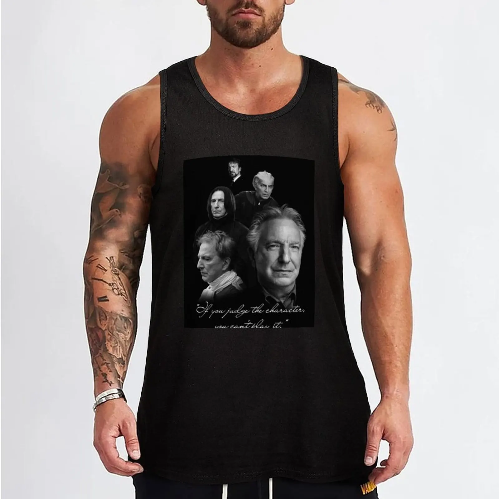 Alan Rickman - If you judge the character, you can't play it. design Tank Top summer Men's gym t-shirts sleeveless