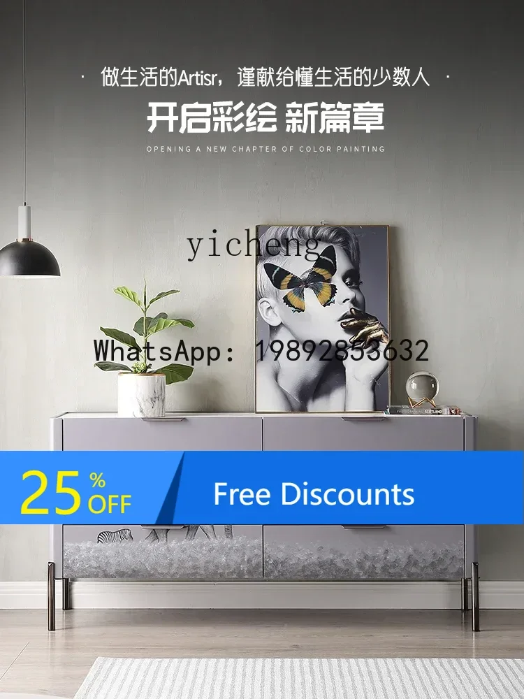 light luxury solid wood storage TV cabinet, post-modern simple entrance cabinet, partition decoration six-bucket cabinet