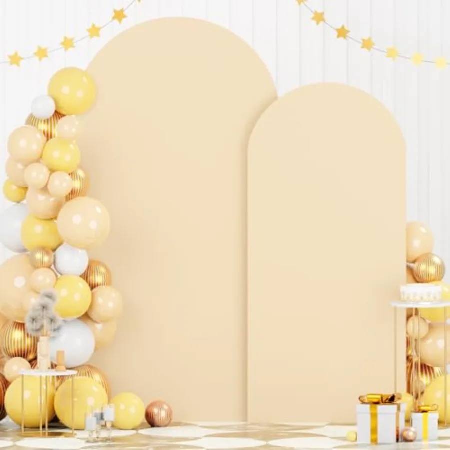 

Бежевый 6 футов 7,2 фута спандекс, чехол для свадебной арки, эластичный набор из 2 арочных фонов Chiara для детского душа, дня рождения, вечеринки, декабрь