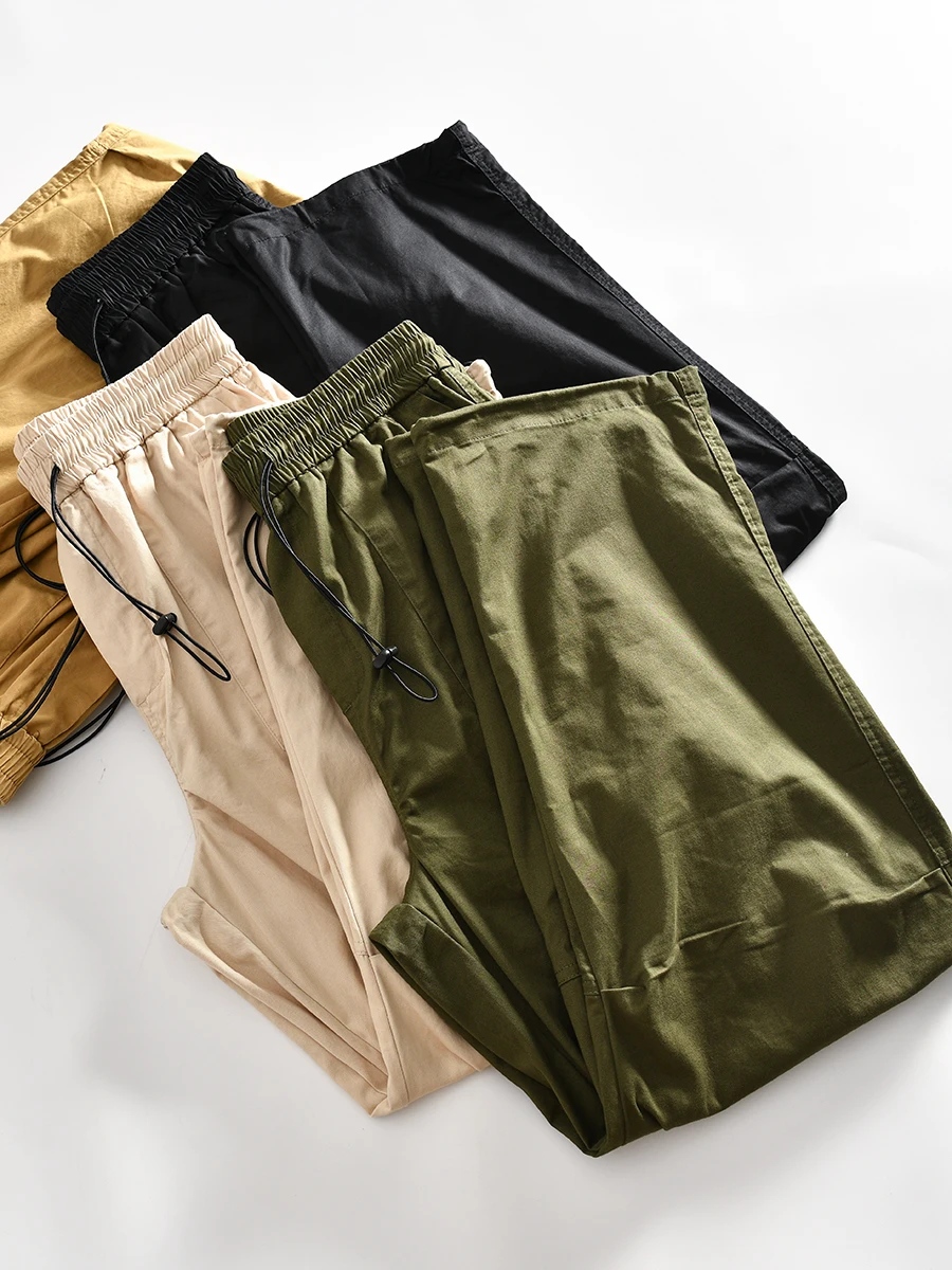 

Retro Japanese Style Loose Fit Casual Pants Unisex Workwear Trousers with Cuffs Spring Autumn Youth Fashion Straight Leg Cotton