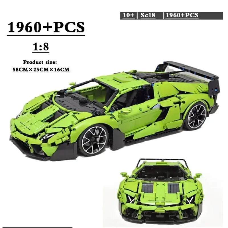 MOC-101956 Supercar Brick Sc18 Racing Car Ratio 1:8 Vehicle Sport Model Technology Bricks Kids Toys Kids Birthday Present
