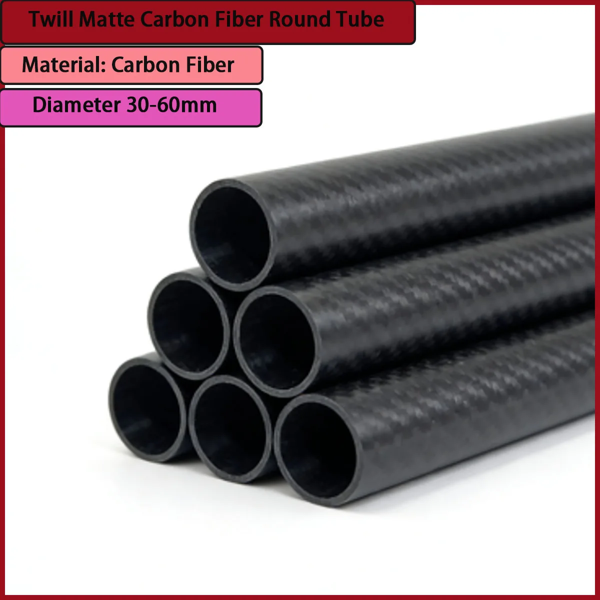 

Круглая трубка из матового углеродного волокна с твиловым плетением, диаметром 30-60 мм, подходит для держателей дронов, легких промышленных кронштейнов и т.д.