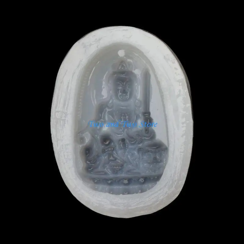 HX6F Silicone Mold Buddhism Jade Epoxy Resin DIY Jewelry Making Crafts Cake Pendant Mold with Hole Silicone Clay Molds