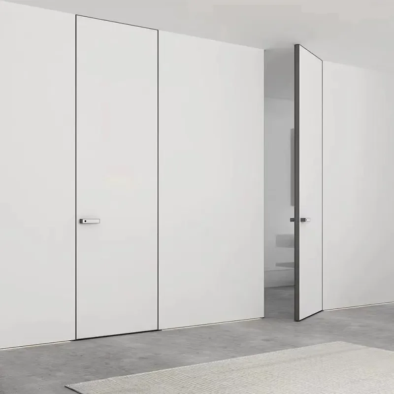 for Customized Invisible Door Extremely Narrow Aluminum Wood Bedroom Door Minimalist Room Frameless Wall Integrated Hidden