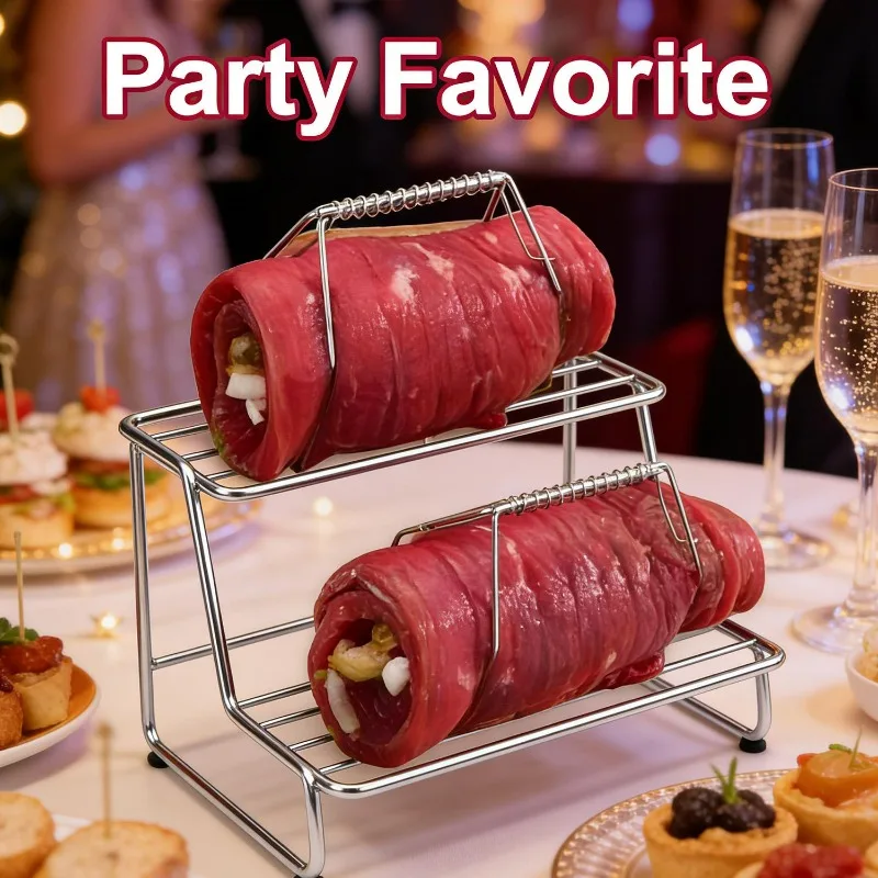 BBQ Meat Roll Clips Stainless Steel Grill Clamp Bacon Holder Reusable Cooking Tool for Grilling Roasting Baking Secure Food Wrap view 4
