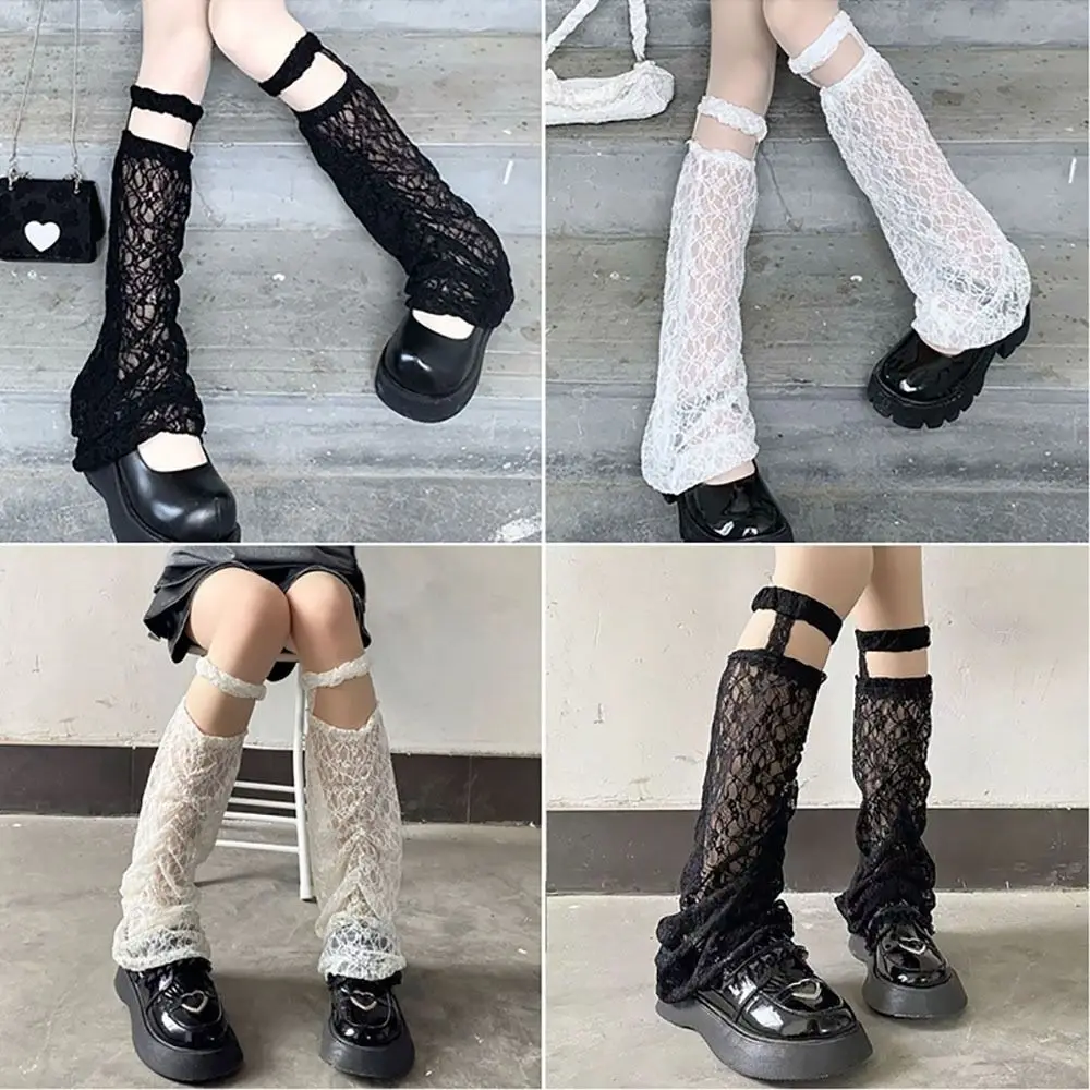 Летние кружевные кружевные чулки выше колена с тонкими манжетами, чулки JK на подтяжках