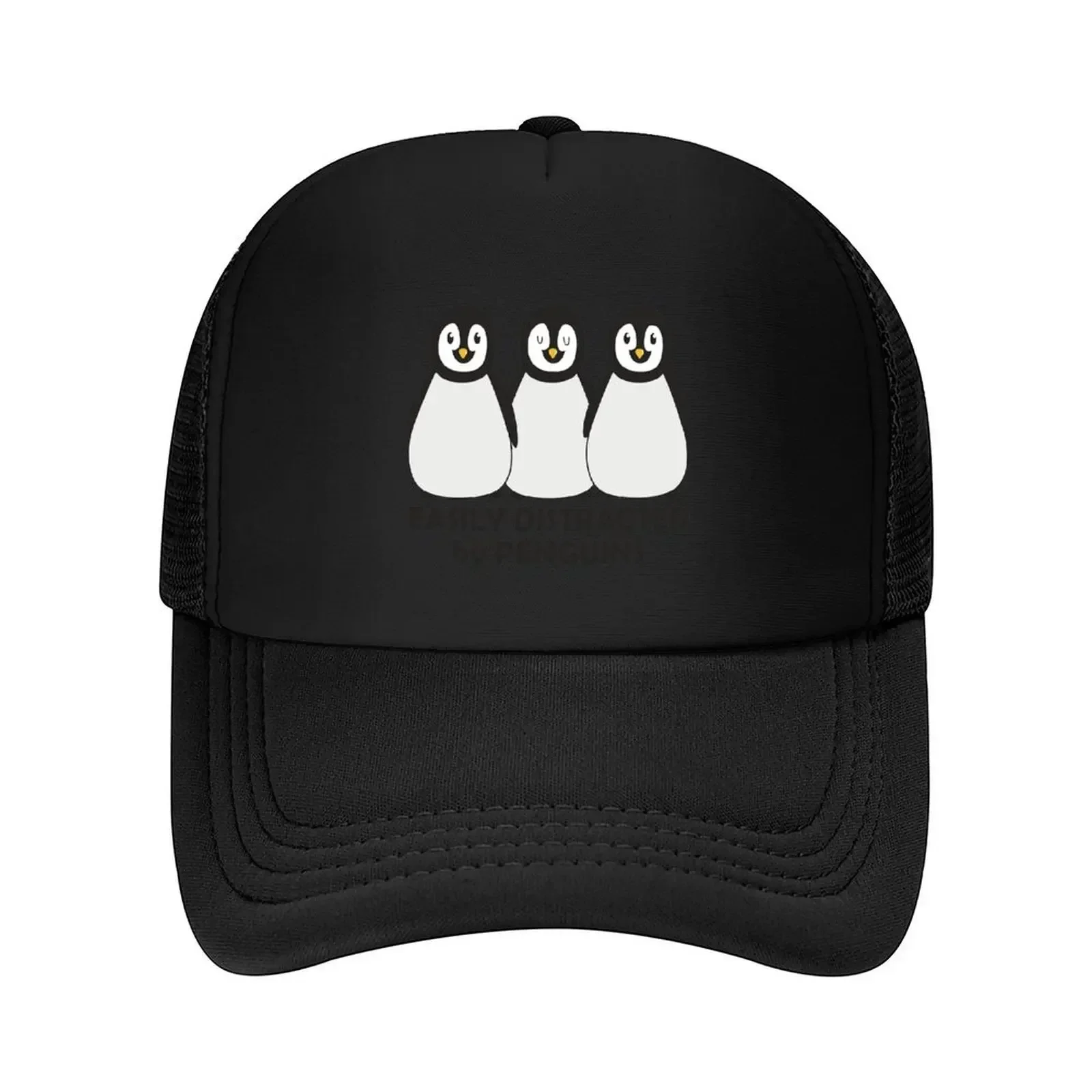 New Easily Distracted by Penguins Baseball Cap Custom Cap Visor Snapback Cap Cosplay Men Hats Women's