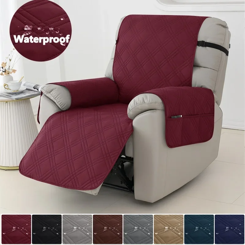 

1seater Waterproof Recliner Cover Solid Color Quilted Armchair Slipcover Relax Couch Coushion for Living Room Home