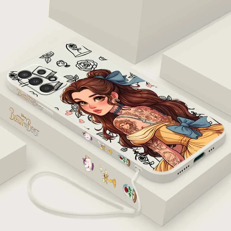 Beauty and the Beast Belle For Samsung A73 A72 A71 A60 A57 A56 A55 A54 A53 A52 A36 A34 A32 A26 A17 Cover Liquid Left Rope Case